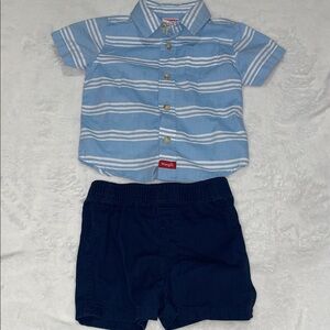 Wrangler Light Blue Striped Shirt and Dark Blue Shorts Set